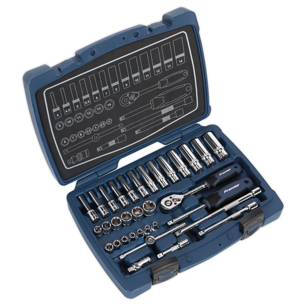 Sealey AK8990 Socket Set 33pc 1/4"Sq Drive 6pt WallDrive® Metric