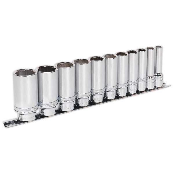 Sealey AK2743 Socket Set 11pc 3/8"Sq Drive Deep Lock-On™ 6pt Imperial