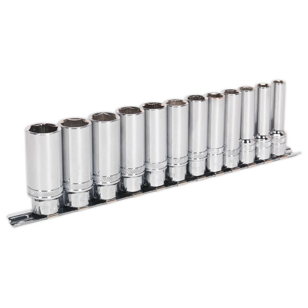 Sealey AK2744 Socket Set 12pc 3/8"Sq Drive Deep Lock-On™ 6pt Metric