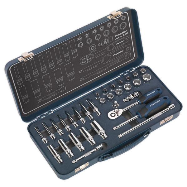 Sealey AK27480 Socket Set 32pc 1/4"Sq Drive Lock-On™ 6pt Metric