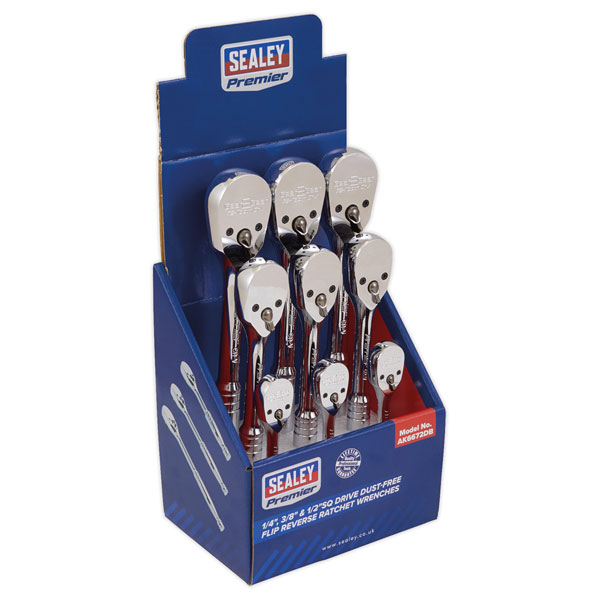 Sealey AK6672DB Ratchet Wrenches 1/4", 3/8" & 1/2"Sq Drive PearHea...