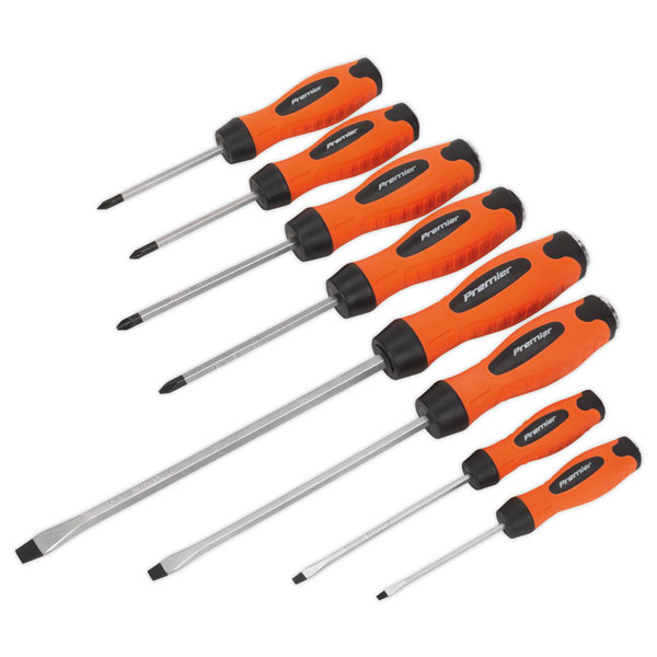 Sealey HV004 Screwdriver Set 8pc Hammer-Thru Hi-Vis Orange