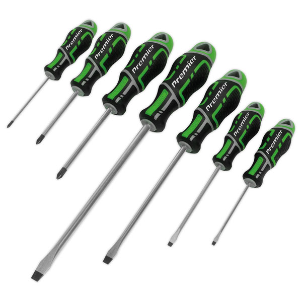 Sealey AK4321HV Screwdriver Set 7pc GripMAX® - Hi-Vis Green