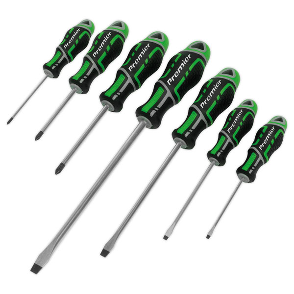 Sealey AK4325HV Screwdriver Set 7pc GripMAX® - Hi-Vis Green