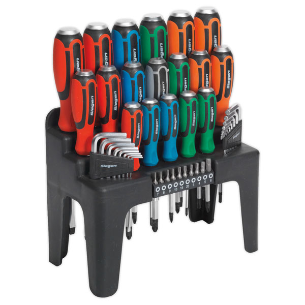 Siegen S01106 Hammer-Thru Screwdriver, Hex Key & Bit Set 44pc