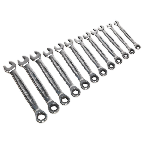 Sealey AK63922 Ratchet Combination Spanner Set 12pc - Metric
