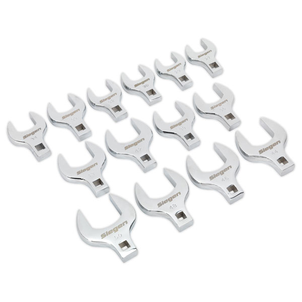 Siegen S01109 Crow's Foot Open End Spanner Set 14pc 1/2"Sq Drive M...