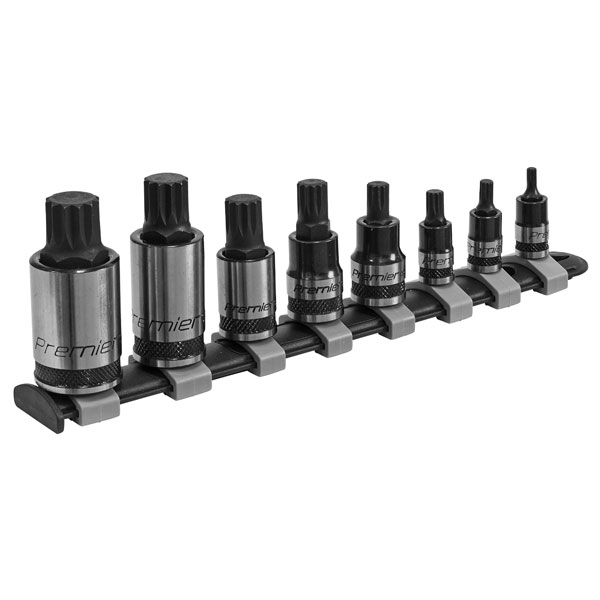 Sealey AK6214B Spline Socket Bit Set 8pc 1/4", 3/8" & 1/2"Sq Drive...