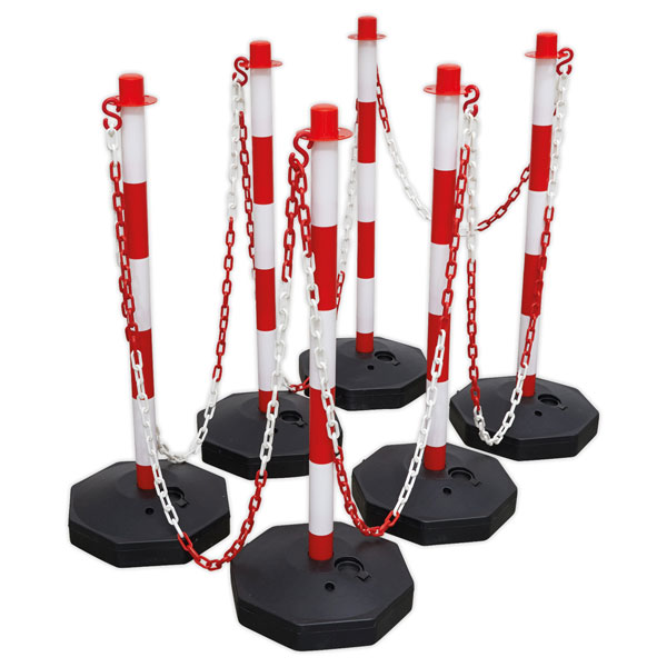 Sealey RWSBKIT Red/White Post & Chain Kit 25m