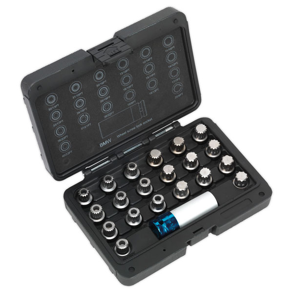 Sealey SX209 Locking Wheel Nut Key Set 21pc - BMW & Mini