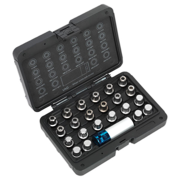 Sealey SX210 Locking Wheel Nut Key Set 23pc - VAG
