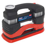 Sealey MAC03 Tyre Inflator/Mini Air Compressor with Work Light Twin Cylinder 12V