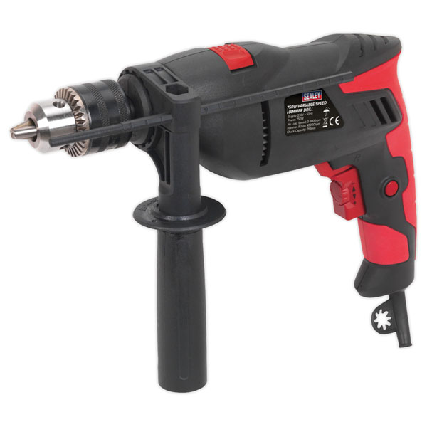 Sealey Sd750 Hammer Drill Ø13mm Variable Speed With Reverse 750w 230v