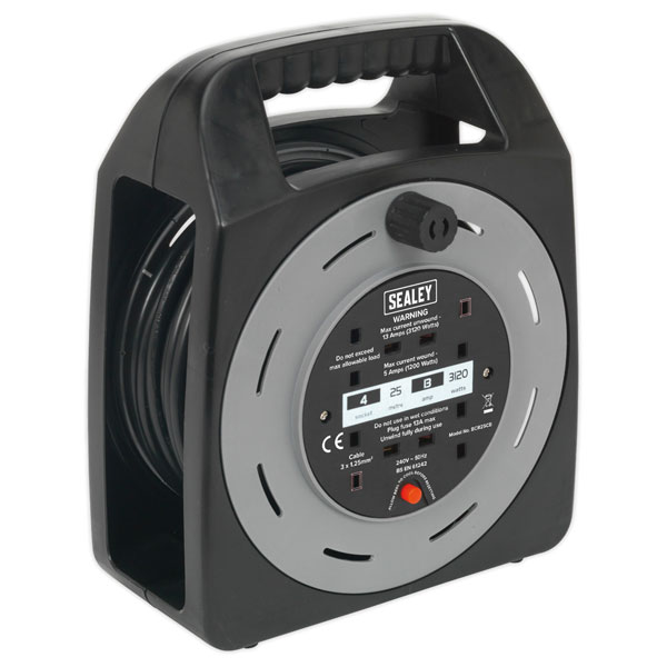 Sealey BCR25CB Cable Reel Box Type 25m 4 x 230V 1.25mm² Thermal Trip