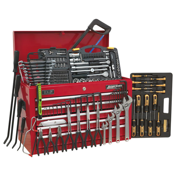 Sealey AP225COMBO Topchest 5 Drawer + Ball Bearing Slides - Red & ...