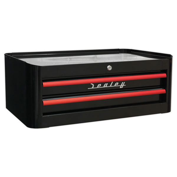 Sealey AP28102BR Mid-Box 2 Drawer Retro Style - Blk + Red Anodised...