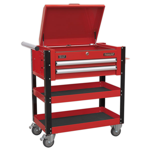  AP760M Heavy-Duty Mobile Tool & Parts Trolley 2 Drawers & Lockable Top