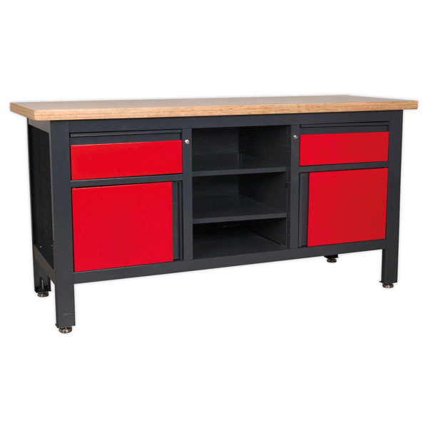  AP1905A Workstation with 2 Drawers, 2 Cupboards & Open Storage