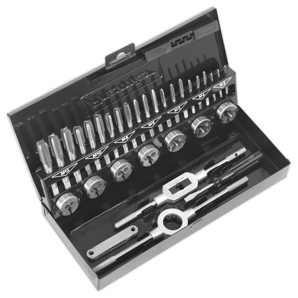 Sealey AK3015HSS Tap & Die Set 32pc Split Dies HSS 4341 - Metric