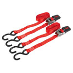 Sealey TD Series Ratchet Tie Down 25mm x 4m Polyester Webbing + S Hooks 800kg