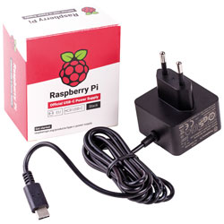 Raspberry Pi 4 Model B Official PSUs, USB-C, 5.1V, 3A, EU Plugs