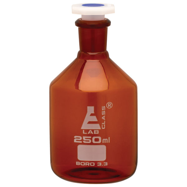 LabGlass Amber Reagent Bottle Narrow Mouth, Polypropylene Stopper ...