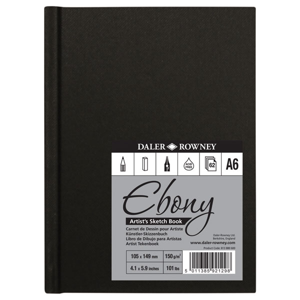 Daler-Rowney Ebony Wb Sketch book Landscape Black Paper 160gsm 40Sh