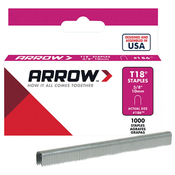  A186 T18 Staples 10mm (3/8in) Box 1000