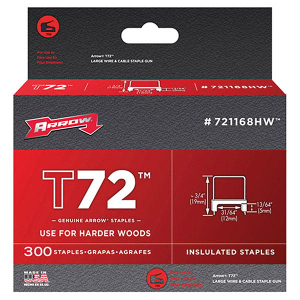  A721168 T72 Clear Insulated Staples 5 x 12mm Box 300