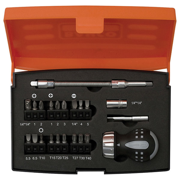 Bahco 808050S-22 Stubby Ratchet Screwdriver Set, 22 Piece
