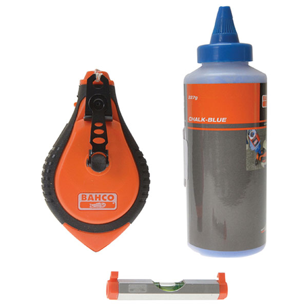 Bahco CL-1221-SET Blue Chalk, Chalk Line & Line Level Set