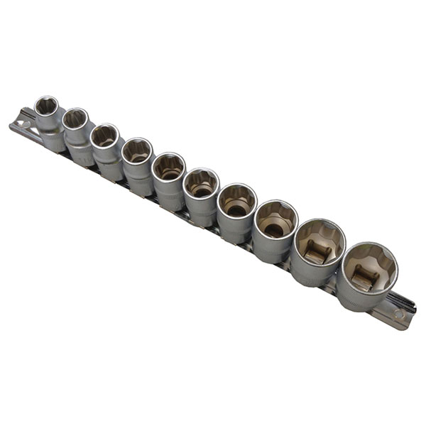  01526 Sockets On Rail Set of 10 Metric 1/2in Drive