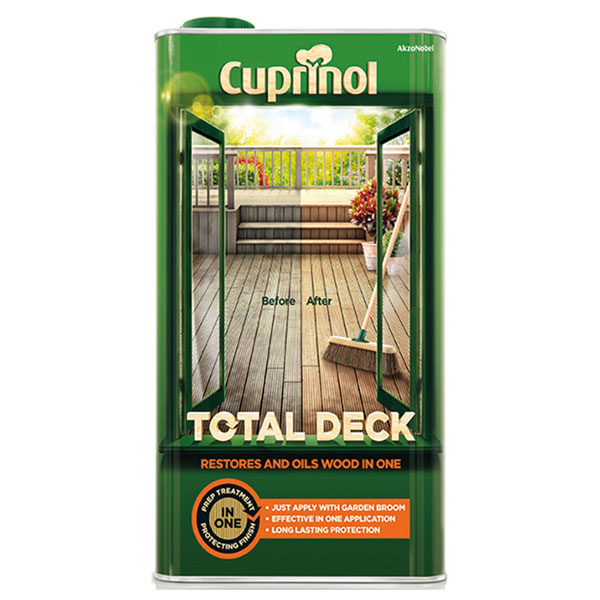 Cuprinol 5211845 Total Deck Restore &amp; Oil Wood Clear 5 litre