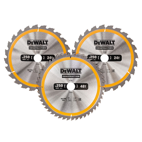 DEWALT DT1963 Construction Circular Saw Blade 3 Pack 250 x 30mm x ...