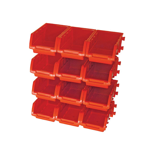  FAIPAN12 12 Plastic Storage Bins with Wall Mounting Rails