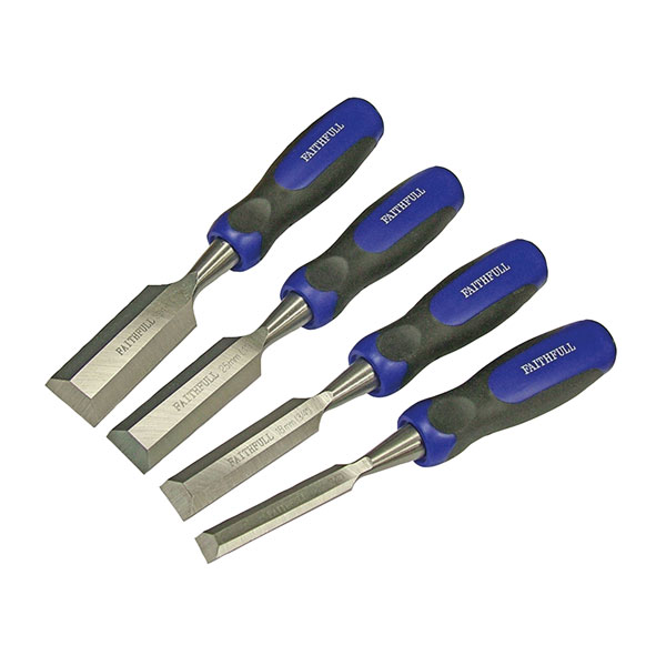 Faithfull JYGD0104 Bevel Edge Butt Chisel Set, 4 Piece