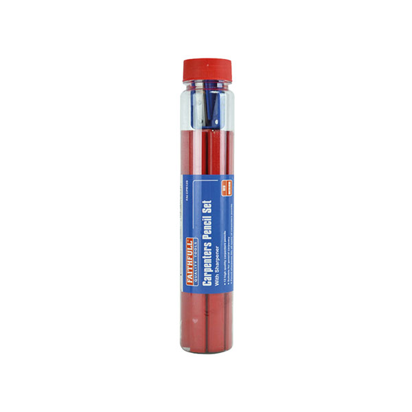 Faithfull FAICPR12S Carpenter's Pencils Tube & Sharpener