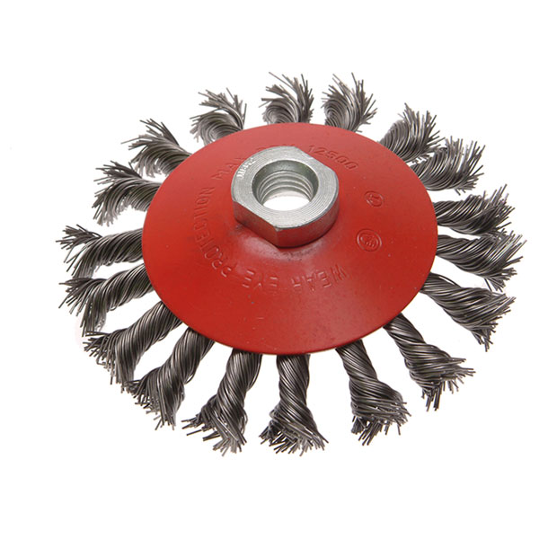 Faithfull 1211514150 Conical Wire Brush 115mm M14x2 Bore, 0.50mm Wire