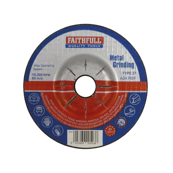 Faithfull FAI1256MDG Depressed Centre Metal Grinding Disc 125 x 6....