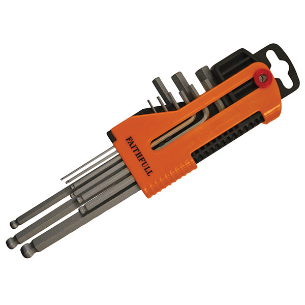 Faithfull HBG-M009 Long Arm Ball End Hex Key Set of 9 Metric (1.5-...