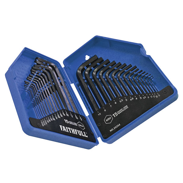 Faithfull FAIHKS30MAF Metric/Imperial Hex Key Set of 30 (0.7-10mm ...
