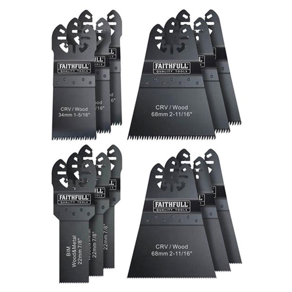 Faithfull FAIMFKIT12 Multi-Function Tool Blade Set, 12 Piece