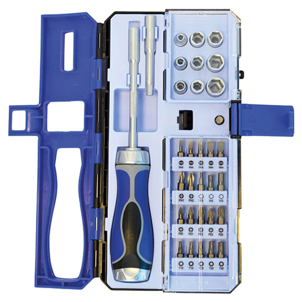 Faithfull FAISDSET33R Ratchet Screwdriver & Socket Set, 33 Piece