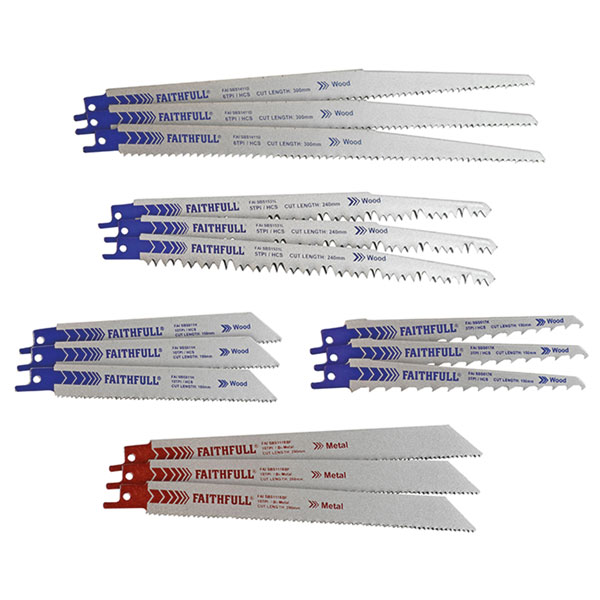  FAISBSSET15M Sabre Saw Blade Set, 15 Piece