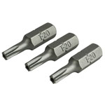 Security S2 Grade Steel Screwdriver Bits T10S x 25mm (Pack 3)