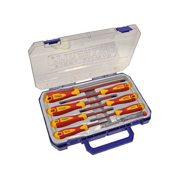 Faithfull FAISDVDESET8 VDE Soft Grip Screwdriver Set (Case), 8pc S...