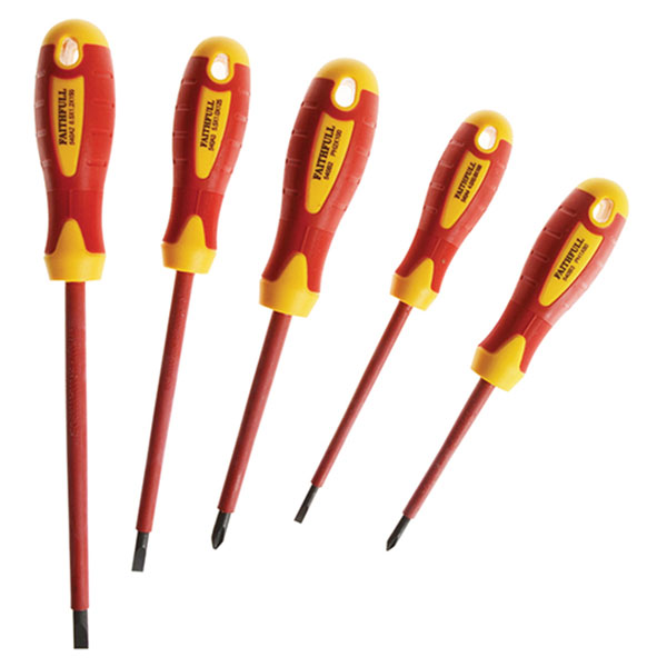 Faithfull FAISDVDESET5 VDE Soft Grip Screwdriver Set, 5 Piece SL/PH