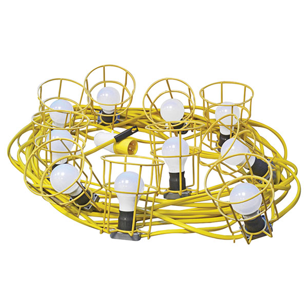 Faithfull Power Plus HL-03ES-22 Festoon Lights 10 ES Bulbs 110V 22m