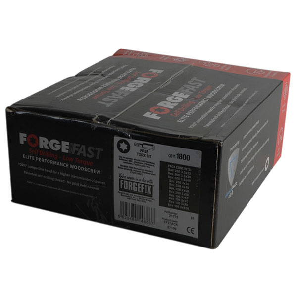 ForgeFix FFTPACK ForgeFast Torx® Compatible Wood Screw Pack 1800 Piece