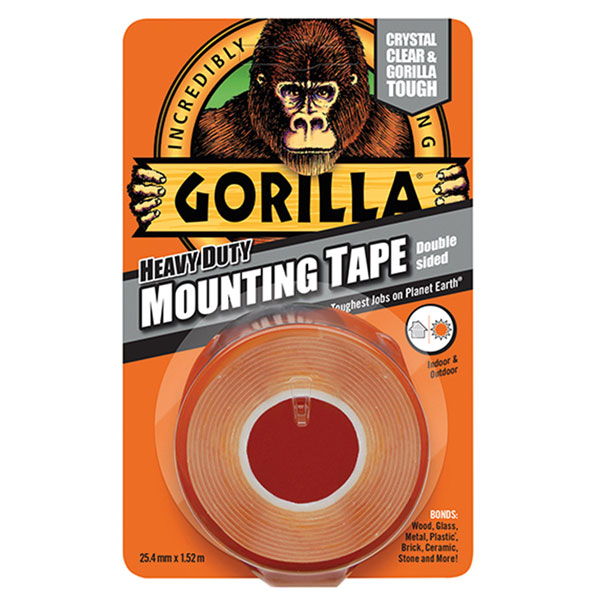  3044100 Gorilla Heavy-Duty Mounting Tape 25.4mmx1.52m Crystal Clear